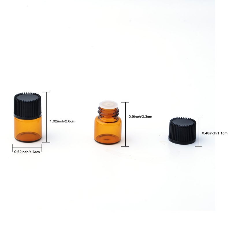 Enslz 100 Pcs Essential Oil Glass Bottles Mini Tiny Refillable Empty Aromatherapy Perfume Liquid Amber Glass Bottles (1ml) â€¦ - Image 3